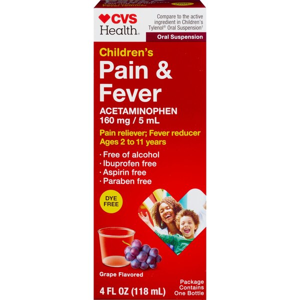 CVS Children's Pain & Fever Dye Free Grape, 4 OZ