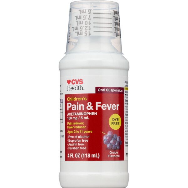 CVS Children's Pain & Fever Dye Free Grape, 4 OZ