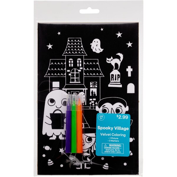Spooky Village Halloween Velvet Coloring Kit, Assorted Designs, 1 ct