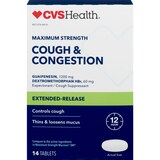 CVS Health 12HR Maximum Strength Cough and Congestion Relief Extended Release Tablets, 14 CT, thumbnail image