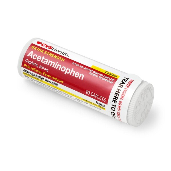 CVS Health Extra Strength Acetaminophen Pain Reliever & Fever Reducer 500 MG Caplets, 10 CT
