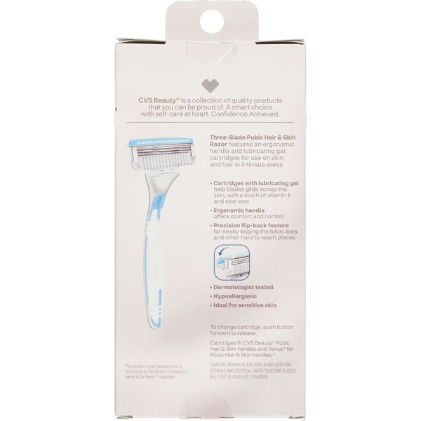 CVS Beauty Intimate 3-Blade Pubic Hair & Skin Handle & 2 Cartridges