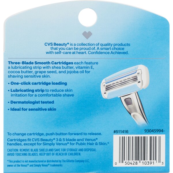 CVS Beauty Smooth Razor 3-Blade Refill, 4 CT