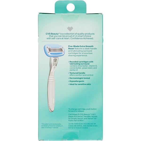 CVS Beauty Five Blade System, Handle +2 Cartridges