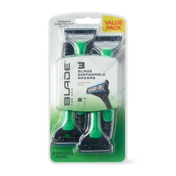 Blade Men's Three Blade Disposable Razors, 8 CT