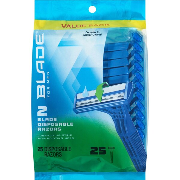 Blade Men's Twin Blade Disposable Razors, 25 CT