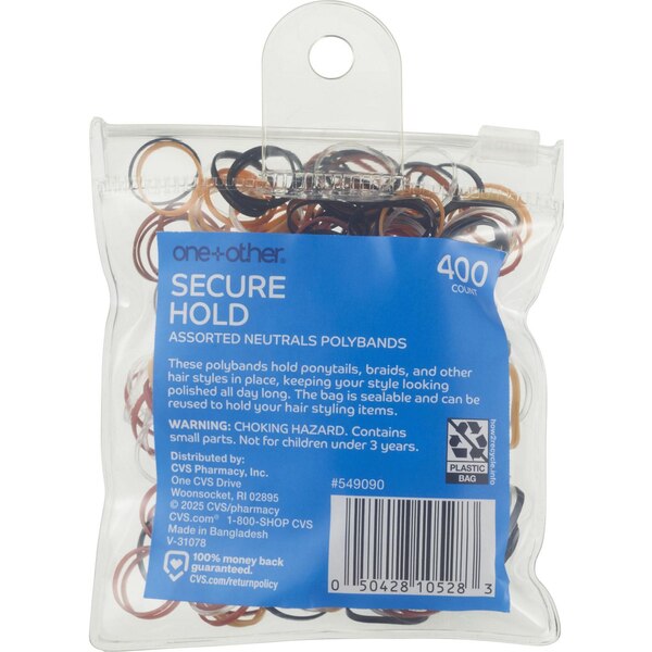 one+other Secure Hold Assorted Neutrals Polybands, 400 CT