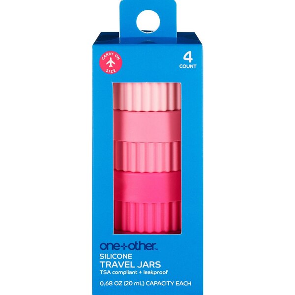 One + Other Silicon Beauty Travel Jars, Assorted Pink, 4 CT