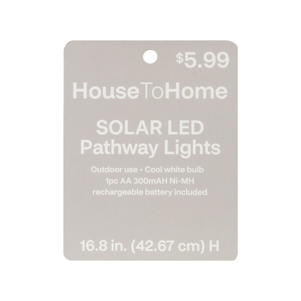 House To Home Solar Power Led Pathway Light, 16.8 in