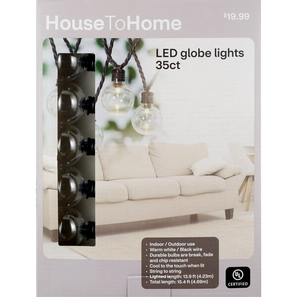 House To Home 35-Bulb LED Globe String Lights, 15.4 ft
