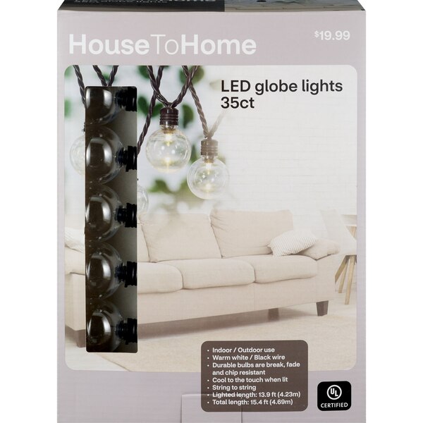 House To Home 35-Bulb LED Globe String Lights, 15.4 ft