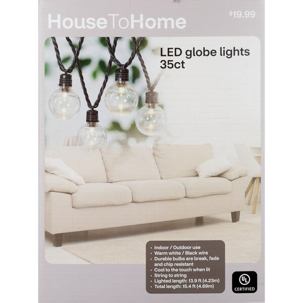 House To Home 35-Bulb LED Globe String Lights, 15.4 ft