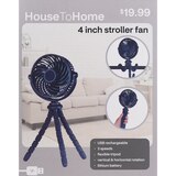 House To Home 4-inch Stroller Fan with Tripod, Navy, thumbnail image