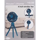 House To Home 4-inch Stroller Fan with Tripod, Teal, thumbnail image