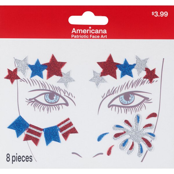 Americana Face Tattoo Stickers, Assorted Designs