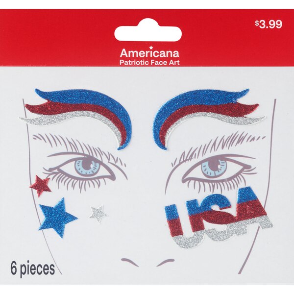 Americana Face Tattoo Stickers, Assorted Designs