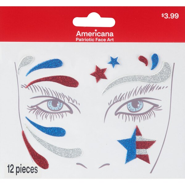 Americana Face Tattoo Stickers, Assorted Designs