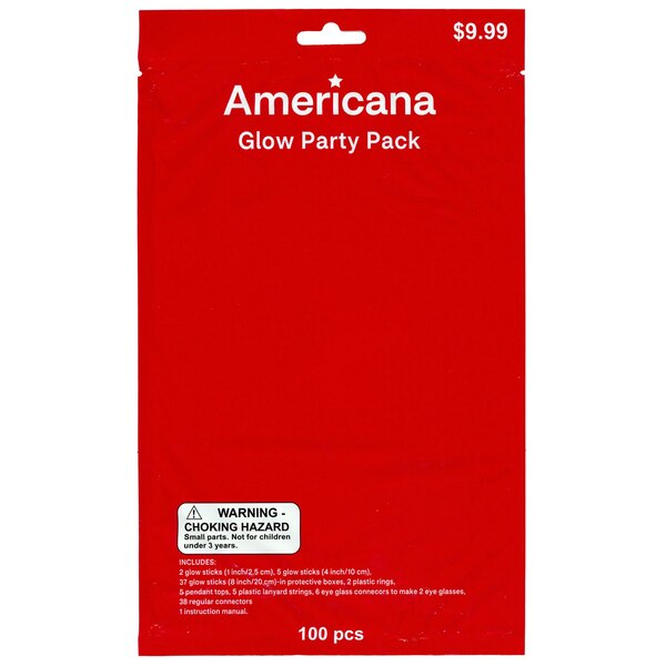 Americana Glow Stick Party Pack, 100 ct