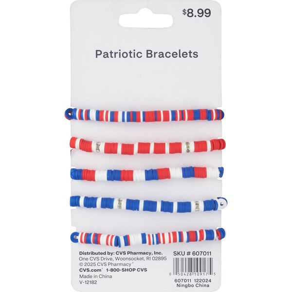 Americana Bead Bracelets, 5 ct