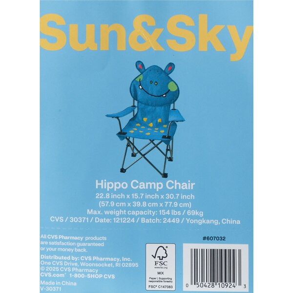 Sun & Sky Kid's Hippo Camp Chair