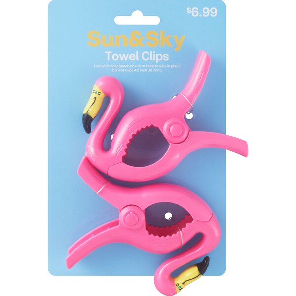 Sun & Sky Flamingo Towel Clips, 2 ct