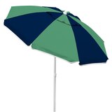 Sun & Sky Beach Umbrella, Green & Navy Color Block, 7 ft, thumbnail image