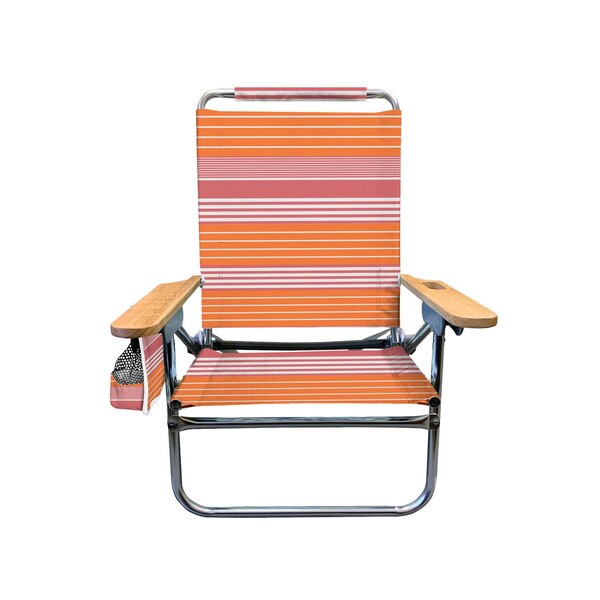 Sun & Sky 4-Position Hi-Back Beach Chair, Pink/Orange/White Stripe