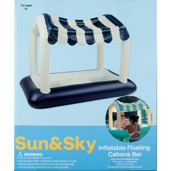 Sun & Sky Inflatable Floating Cabana Bar, 55 x 31.8 in