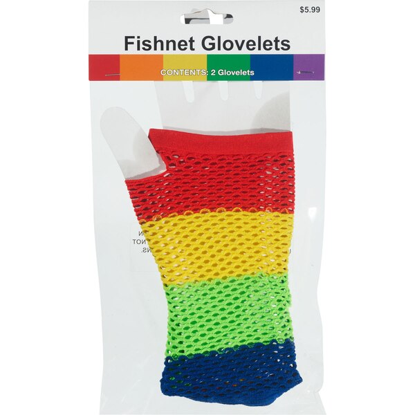 Klein Rainbow Fishnet Glovelets, 1 pr