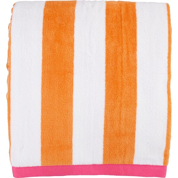 Sun & Sky Oversized Beach Towel, Orange/White/Pink Stripe, 36 x 72 in