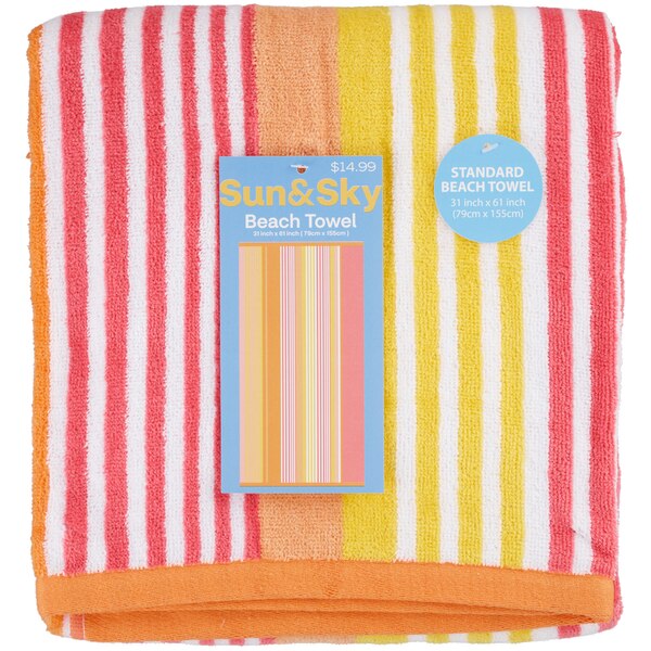Sun & Sky Beach Towel, Warm Stripe, 31 x 61 in