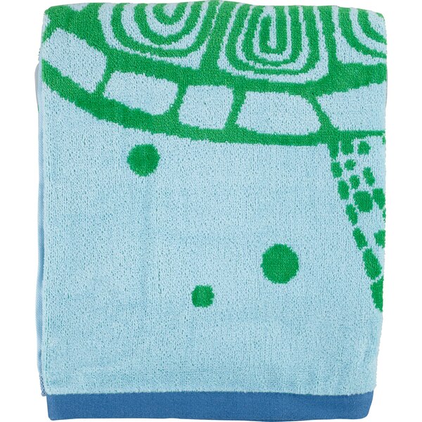 Sun & Sky Beach Towel, Green & Blue Turtle, 31 x 61 in