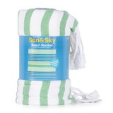 Sun & Sky Hammam Beach Blanket, Green Stripe, 60 x 60 in, thumbnail image