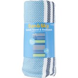 Sun & Sky Turkish Beach Towel & Backpack, Blue & Green Stripe, 34 x 64 in, thumbnail image