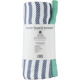 Sun & Sky Turkish Beach Towel & Backpack, Blue & Green Stripe, 34 x 64 in, thumbnail image