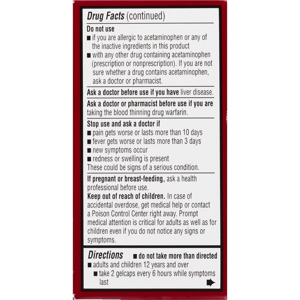 CVS Extra Strength Acetaminophen Pain Reliever & Fever Reducer 500 MG Gelcaps