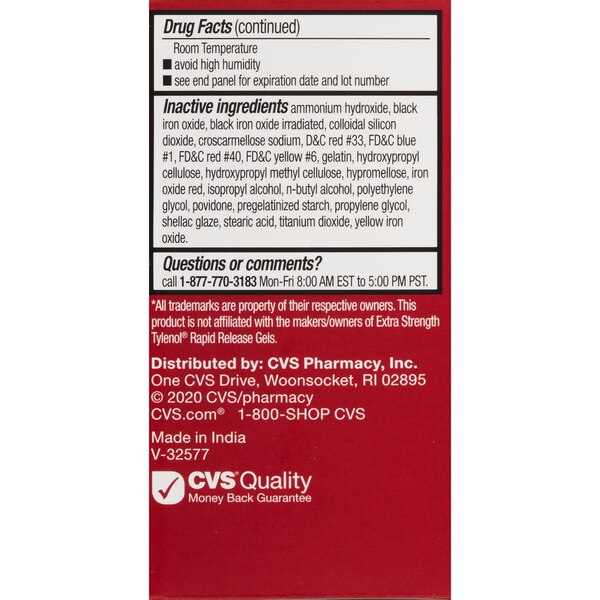 CVS Health Extra Strength Acetaminophen Pain Reliever & Fever Reducer 500 MG Gelcaps