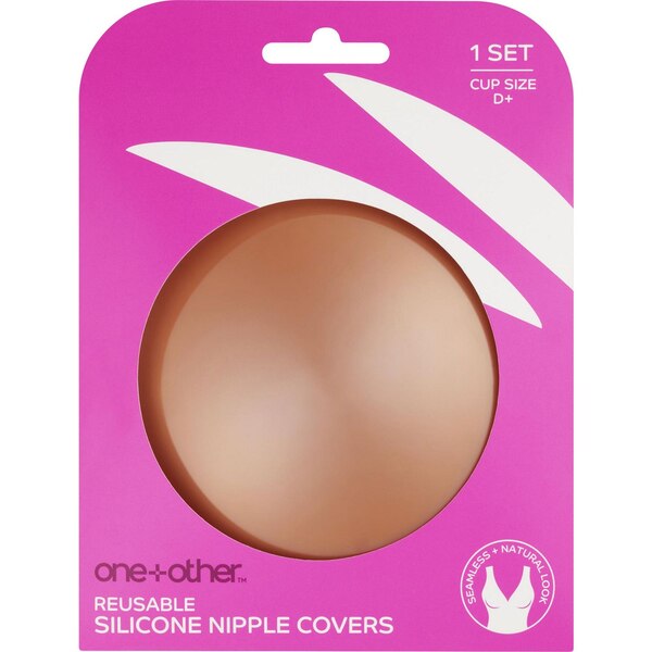 One+Other Reusable Silicone Nipple Cover, Dark, Size D+, 1 Set
