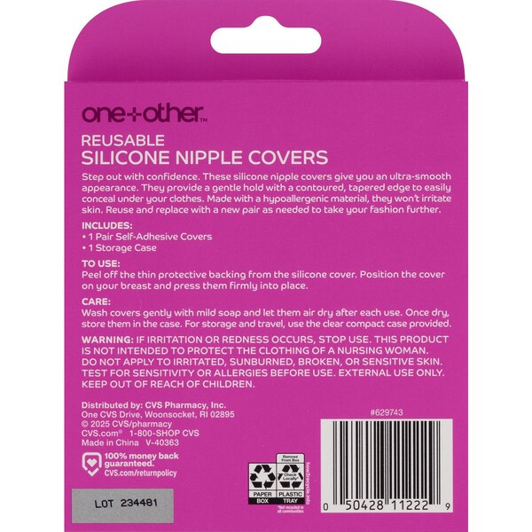 One+Other Reusable Silicone Nipple Cover, Deep, Size D+, 1 Set
