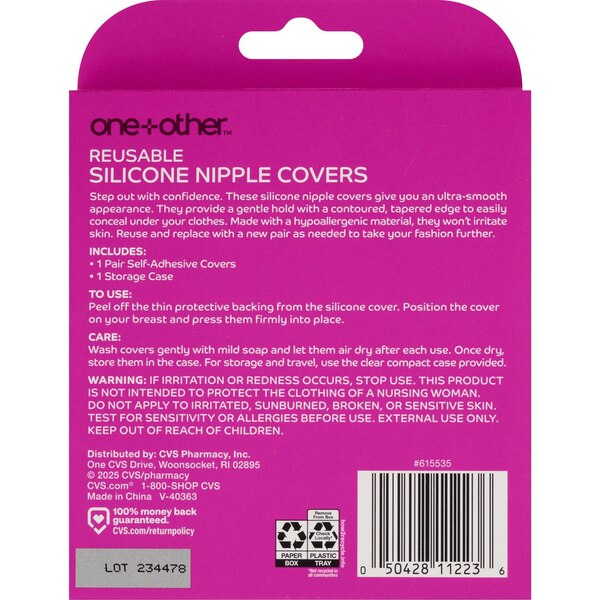 One+Other Reusable Silicone Nipple Cover, Light, Size D+, 1 Set