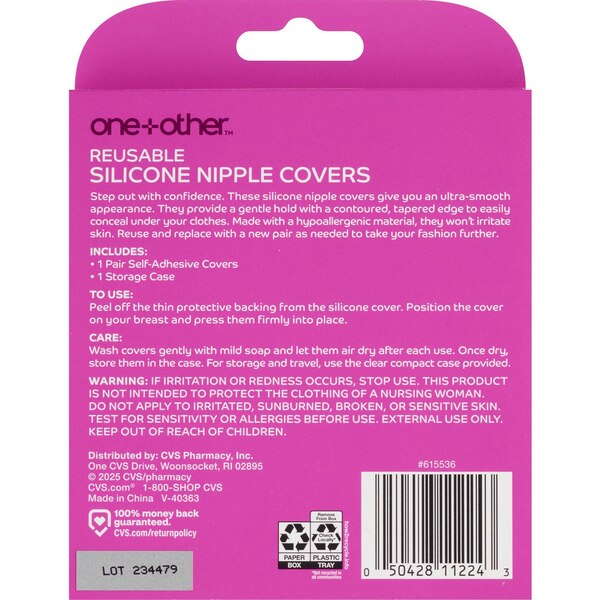 One+Other Reusable Silicone Nipple Cove, Size D+, 1 Set