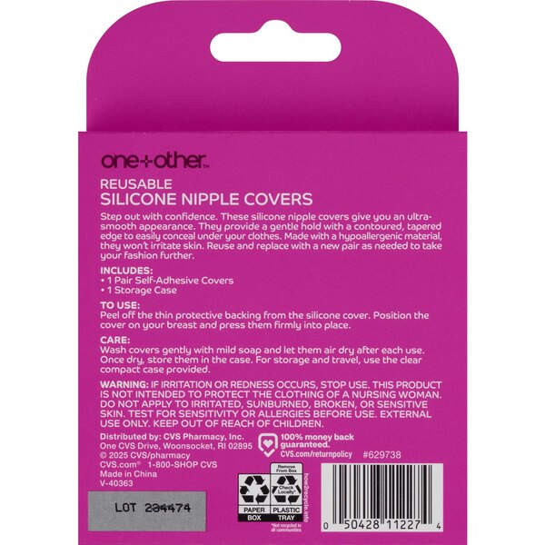 One+Other Reusable Silicone Nipple Cover, Light, Size A-C, 1 Set