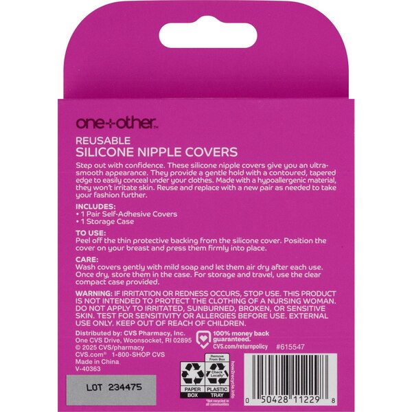 One+Other Reusable Silicone Nipple Cover, Medium, Size A-C, 1 Set 