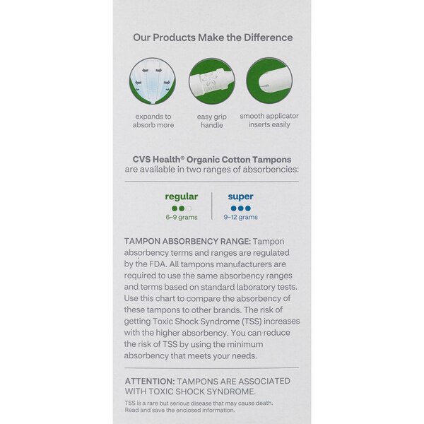 CVS Health Organic Cotton Regular, 16 CT