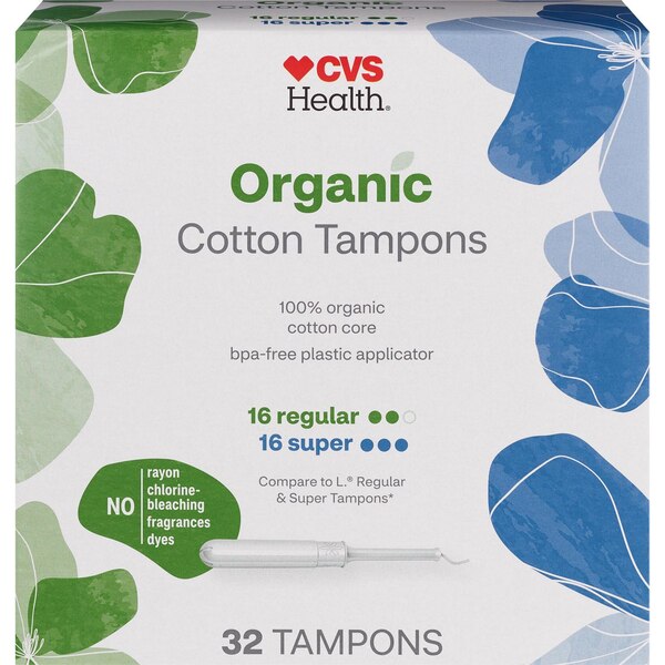 CVS Health Organic Cotton Regular/Super, 32 CT