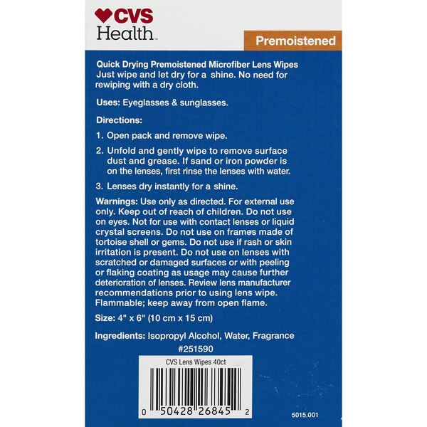 CVS Health Premoistened Microfiber Lens Wipes
