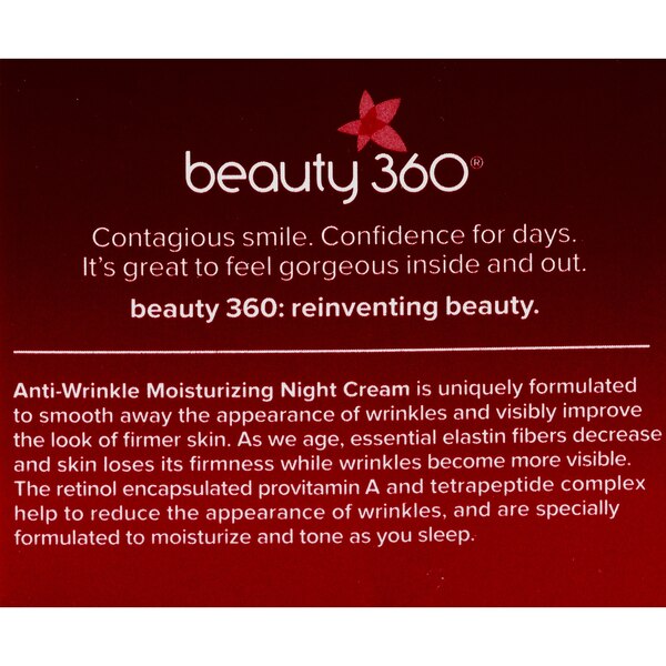 Beauty 360 - Crema de noche hidratante antiarrugas, 1.7 oz