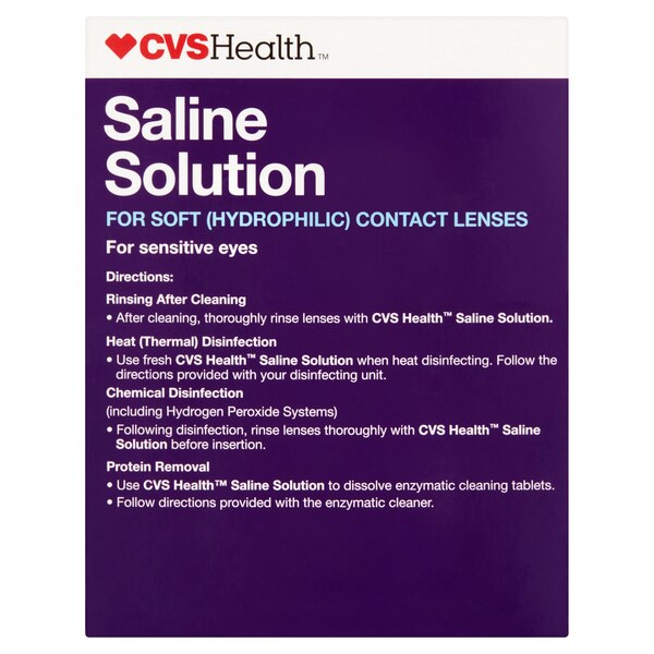 CVS Health Saline Solution for Soft Hydrophilic Contact Lenses, 12 OZ, Twin Pack