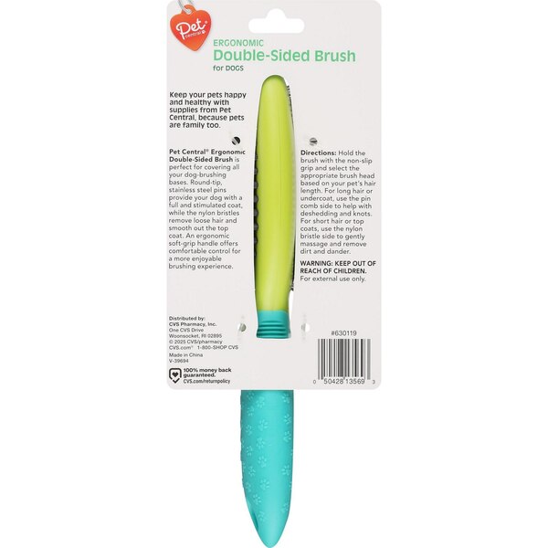 Pet Central Ergonomic Double-Sided Brush for Dogs