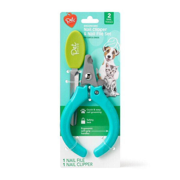 Pet Central Ergonomic Nail Clipper & Nail File Set for Cats & Dogs